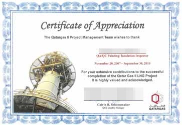 Certificate of appreciation